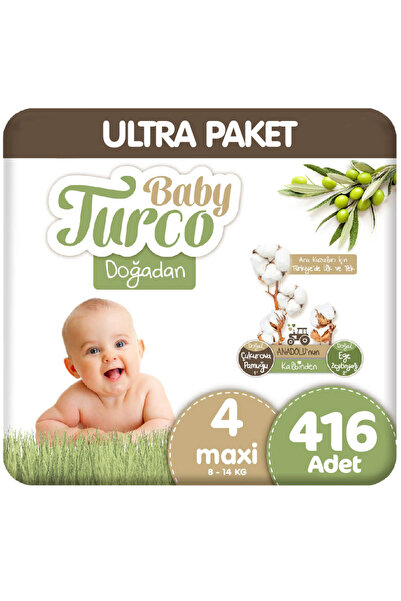 Baby Turco Doğadan Ultra Paket 4 Beden Bebek Bezi 104x4 416 Adet