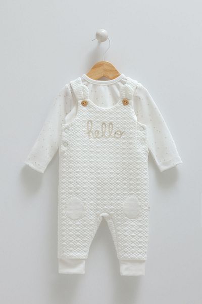 Caramell Bear Quilted Ecru Men's Suit with Laces
