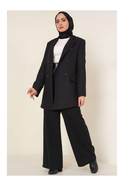 BERNEO سترة نسائية مبطنة بأزرار ذات ياقة أحادية