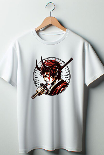 Vordevia Demon Slayer Štampano bela Oversize kroj okrugla kragna majica