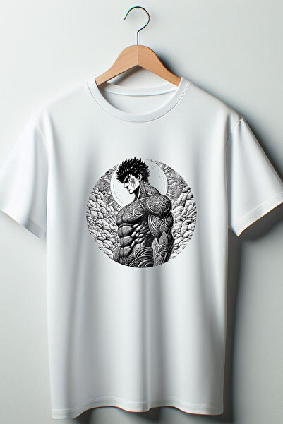 Vordevia Berserker Štampano Bela Oversize kroj okrugla kragna Majica