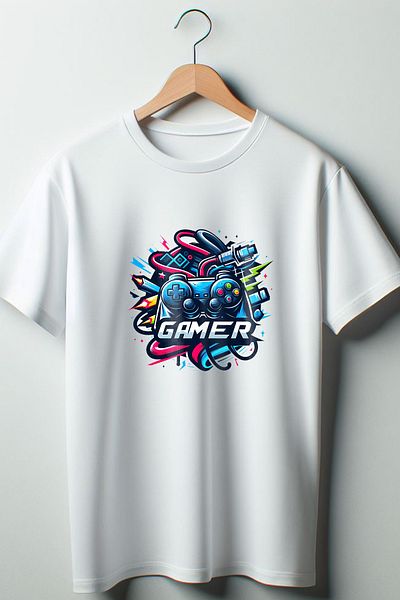 Vordevia Gamer - Μπλουζάκι με στάμπα Gamer Λευκό Oversize Crew Neck