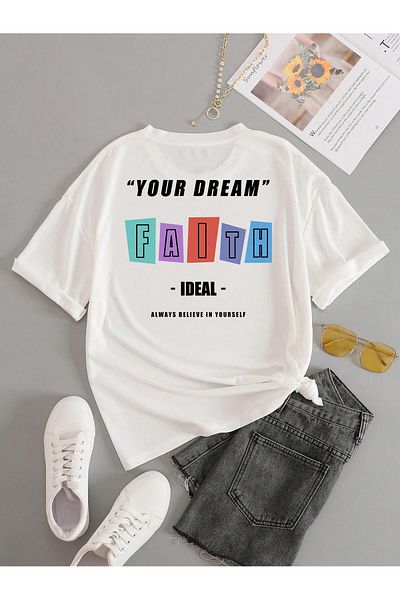 Jose Clothing Μπλουζάκι Unisex Λευκό εμπριμέ από οργανικό βαμβάκι Oversize κοντό μανίκι