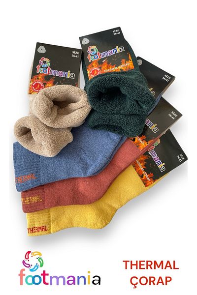 footmania Șosete de iarnă pentru femei 5 perechi de șosete colorate cu prosop termic (absorbant de ICE)