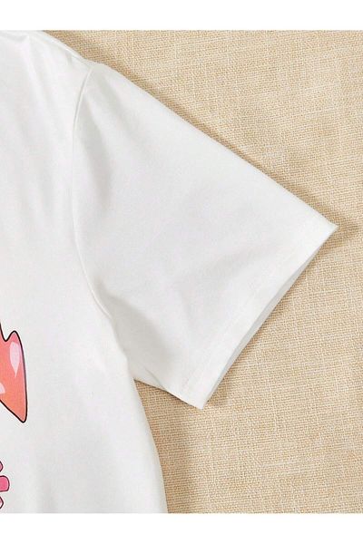 Jose Clothing Μπλουζάκι Unisex Λευκό εμπριμέ από οργανικό βαμβάκι Oversize κοντό μανίκι