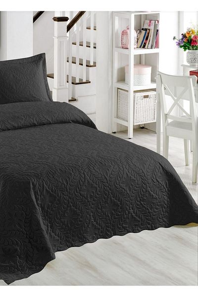 Örtüm Καπιτονέ κάλυμμα κρεβατιού Ivy Double Microfiber - Μαύρο