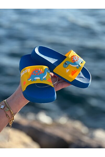 Bold Boutique Happy Dinosaurs Children's Slippers - Beach, Sea, Pool and Bathroom Non-Slip Sole