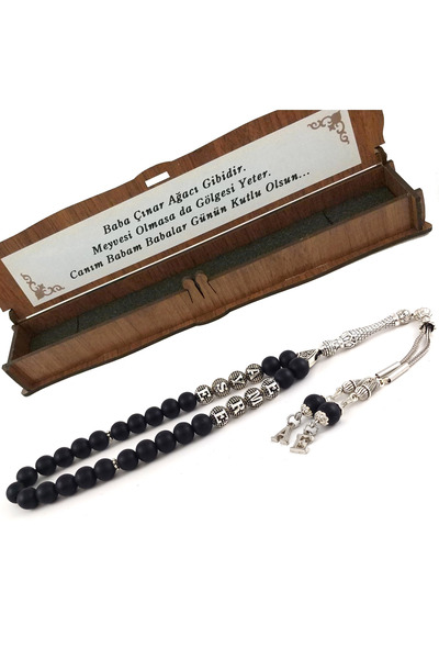 Selderesi Babalar Günü Isimli Mat Oniks Taşı Harfli Püskül Tesbih - Sticker N...