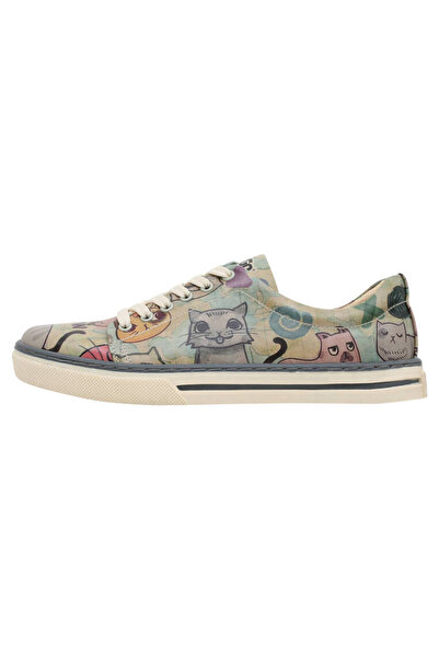 Dogo Kadın Vegan Deri Yeşil Sneakers - Cats Of The World Tasarım