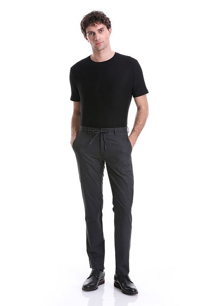 Hatemoğlu Anthracite Dynamic Fit Straight Jogger Παντελόνι με Πλαϊνές Τσέπες