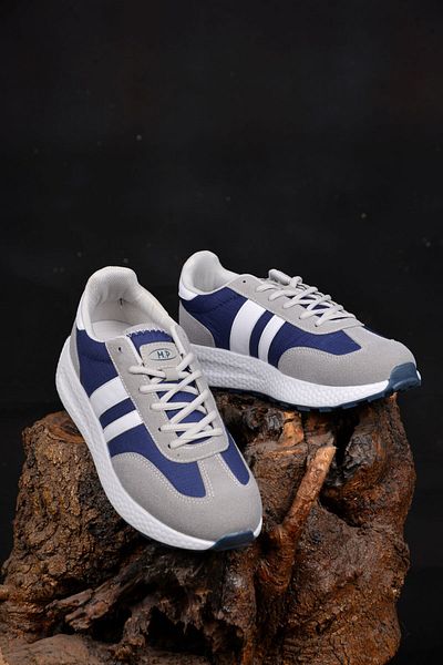 M.P. Men's Gray Navy Blue Sports Anti-Sweat Orthopedic Sole Anti-Slip Daily Comfortable Walking and Running Shoes