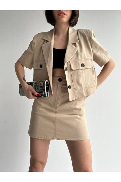 Laluvia Mink 100% pamut gabardine szoknya-kabát dupla szett