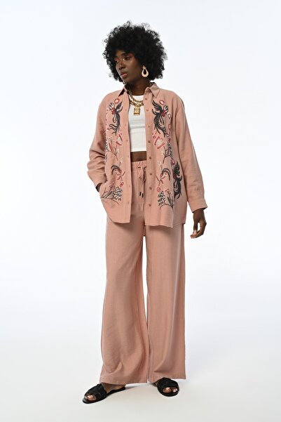 FEMELLE Női normál méretű, teljes hímzésű, hímzett túlméretes ing