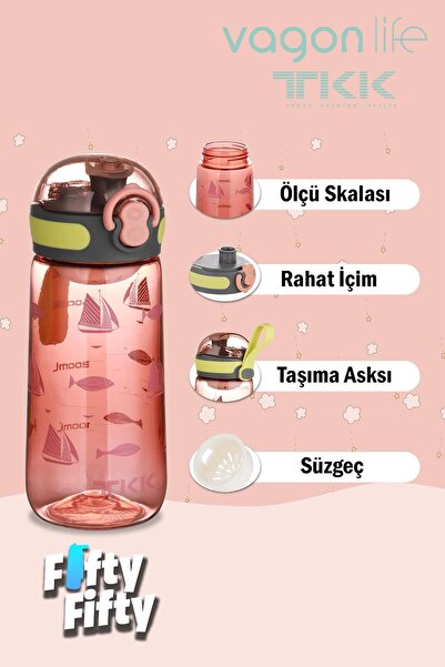 Vagonlife TKK 400 ML Comfortable Drinking (Without Straw) Bpa Free Tritan Water Bottle with Carrying Strap FFTKK1005-400ML