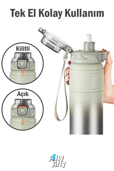 Vagonlife TKK 900 ML Steel Thermos Dual Use with Straw/Comfortable Drinking -12/24 Hot-Cold- Insulation -TKK2025900ML