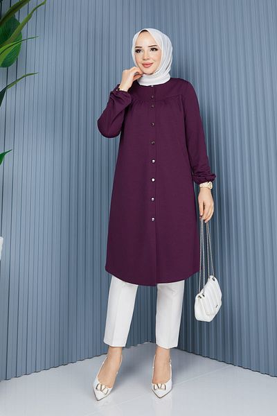 Lource Gathered Front Sleeve Elastic Tunic