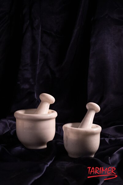 TARIMER Mermer Havan&Sarımsak Döveceği&Afyon Beyazı Mermerden Küçük Boy Havan 8cm Yükseklik; 9,5cm Çap