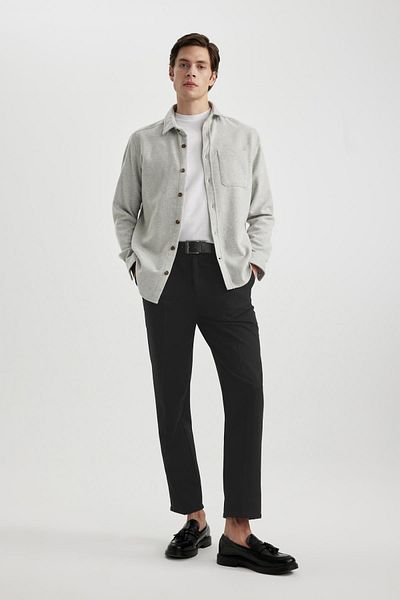 DeFacto Basic Solid Long Sleeve Shirt with Regular Fit Lumberjack Pocket Detail A5515Ax24Sp