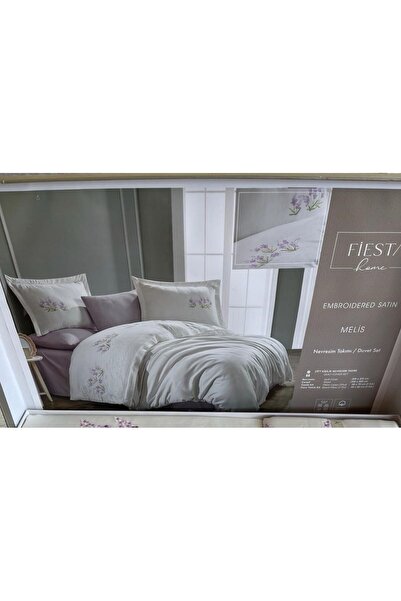 Fiesta Çift Kişilik Nakışlı Saten Nevresim Takımı Melis