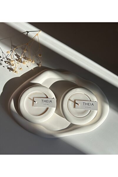 THEIA HOME BULUT DEKORATİF TABAK VE MUM 3'LÜ SET