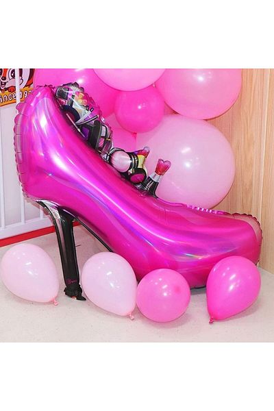 parti sürprizi Bachelorette Pink Shoe Shaped Foil Balloon