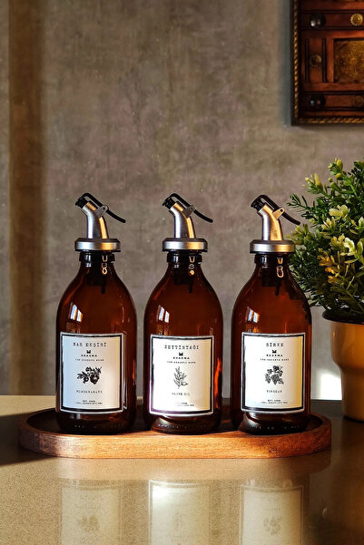 KHAKMA حامل خشبي بيضاوي من Meftune، زيت زيتون كهرماني، شراب الرمان، زجاجة زيت...