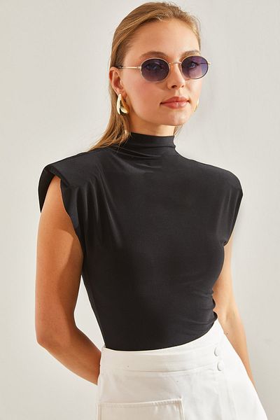 Bianco Lucci Dámská základní halenka s vycpanými rameny
