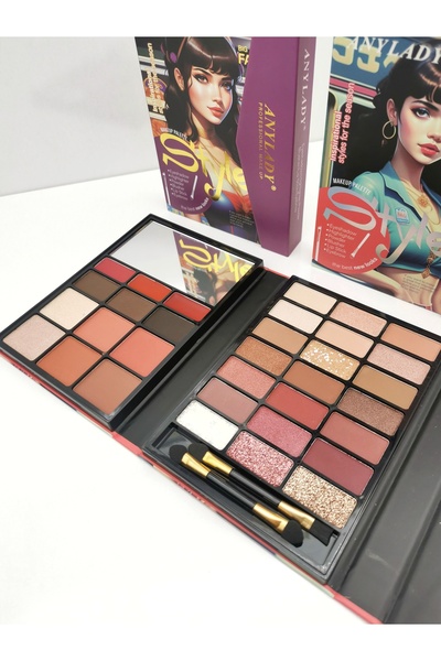 ANYLADY Style Cüzdan Model Makyaj Seti - Göz Farı, Aydınlatıcı, Allık, Ruj, K...