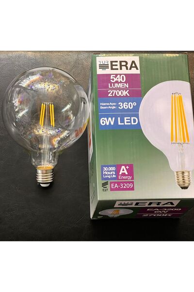 ERA 6 WATT ŞEFFAF CAMLI G125 MODELİ 540 LÜMEN 2700 KELVİN GÜNIŞIĞI LED RUSTİK...