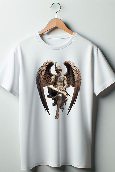 Vordevia Μπλουζάκι με στάμπα Angel White Oversize Crew Neck