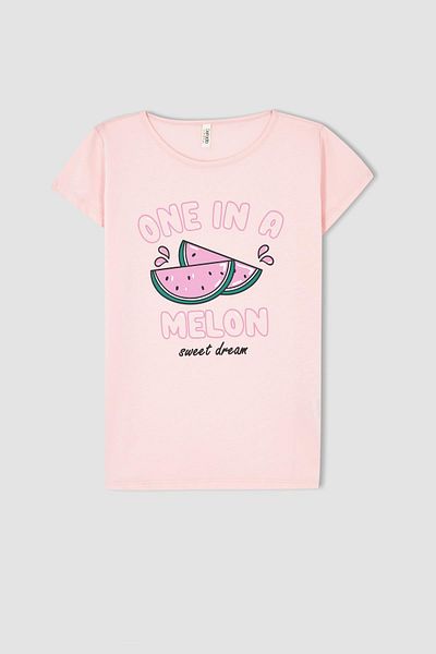 DeFacto Girl's Cotton Short Sleeve Shorts Pajama Set
