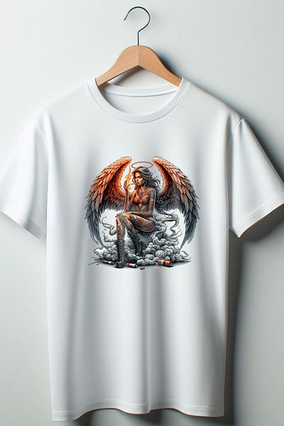 Vordevia Μπλουζάκι με στάμπα Angel White Oversize Crew Neck