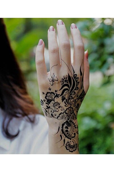 BP Tattoo Daisy Hint Kınası Görünümlü Büyük Boy Çiçek Dövmesi