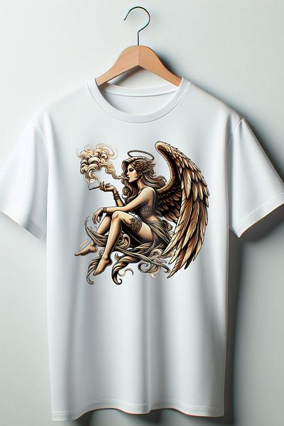 Vordevia Μπλουζάκι με στάμπα Angel White Oversize Crew Neck