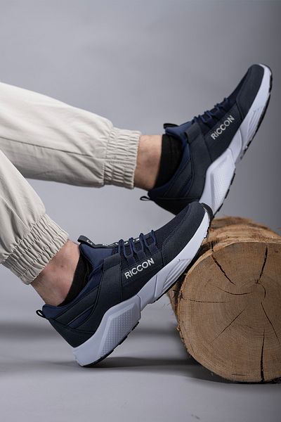 Riccon Unisex bílé tenisky v námořnické modré barvě