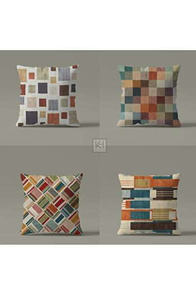 Karma Home Set de 4 huse de pernă cu model Kilim pe două fețe, imprimate digital