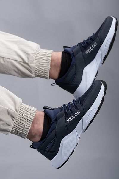 Riccon Unisex bílé tenisky v námořnické modré barvě