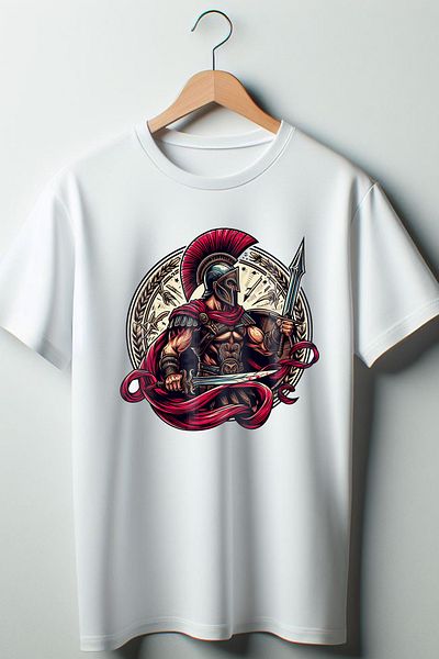 Vordevia Μπλουζάκι Spartan - Warrior με εμπριμέ λευκό μπλουζάκι με λαιμόκοψη