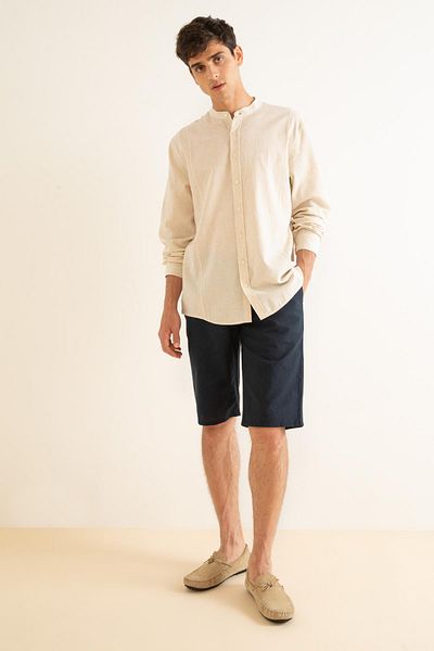 DeFacto Normál Fit Bermuda Linen Blend rövidnadrág