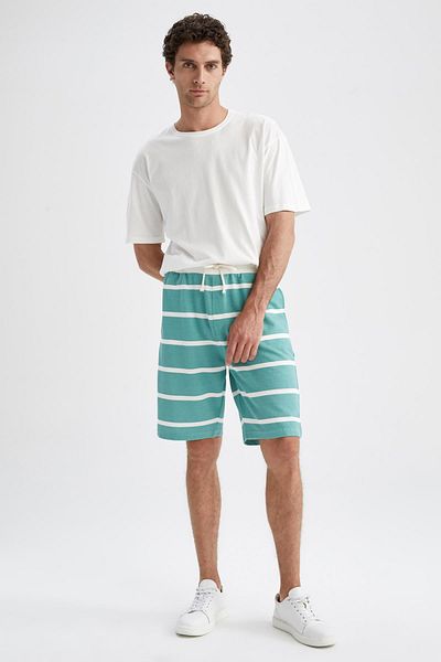DeFacto Comfort Fit Striped Cotton Shorts X3219az22sm