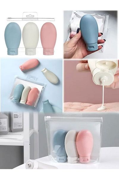 Slique 3 Pcs Refillable Bottle Portable Shampoo Shower Gel Bottles Nordic Style Travel