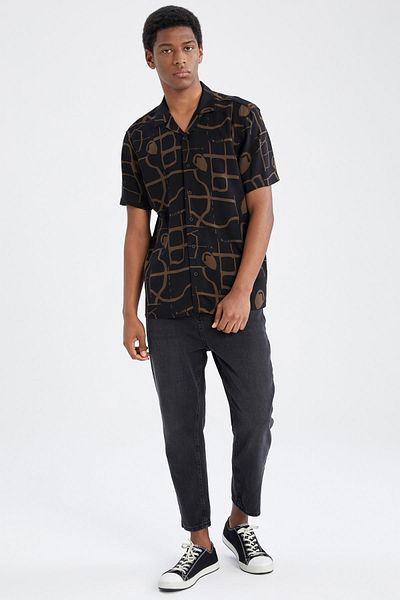 DeFacto Regular Fit Printed Viscose Short Sleeve Hawaiian Shirt X4741az22sm