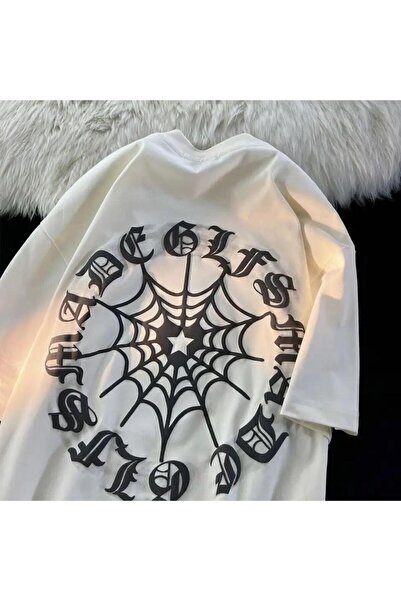 Gofeel تي شيرت بتفاصيل قلب الحب القوطي للجنسين مقاس كبير