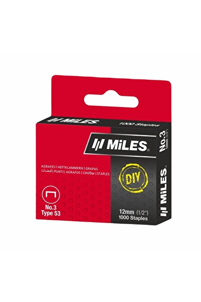 MİLES مايلز رقم: 3 دبوس تثبيت 12 مم فضي 1000 قطعة نوع 53