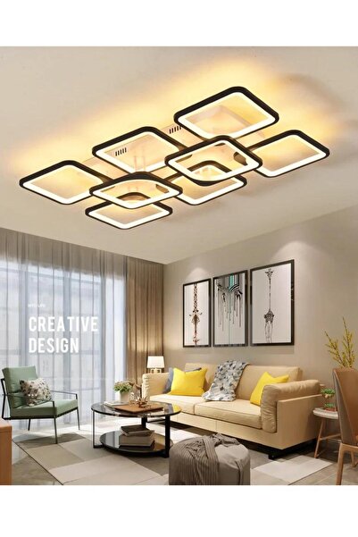 Sanctum Avize MS72005- 6+2 Siyah Plafonyer Lüks Modern 8'Lİ Günışığı Ledli Avize