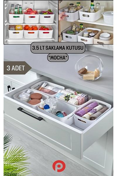 Pazarika 3 Pieces Lotus Closet Organizer - Decorative Storage Box, Bathroom and Kitchen Organizer