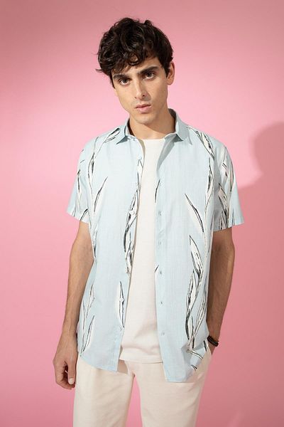 DeFacto Modern Fit Printed Short Sleeve 100% Cotton Shirt Y3260az22hs