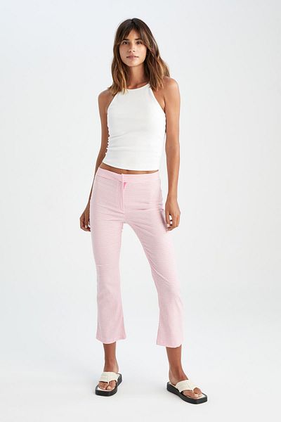 DeFacto High Waist Crop Fit Crop Cotton Trousers Y0522az22sp