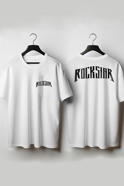 Vordevia Μπλουζάκι Rockstar με στάμπα στην πλάτη και στο στήθος σε λευκό υπερμεγέθη λαιμόκοψη
