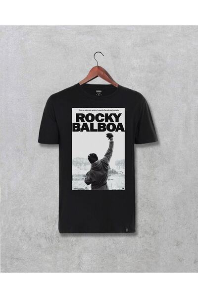 Pisa Art Μαύρο μπλουζάκι με τυπωμένο σχέδιο Rocky Balboa